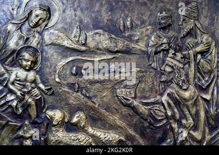 Cathédrale Saint-Joseph (Nha Tho Lon). Scène de Nativité. Adoration du Magi. Hanoï. Vietnam. Banque D'Images