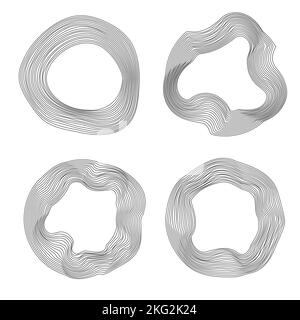 Ensemble de bannières de cercle déformées abstraites. Contour déformé. Illustration de Vecteur