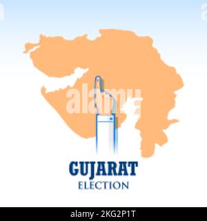 Différentes personnes montrant le doigt de vote pour l'élection de l'Assemblée législative du Gujarat Illustration de Vecteur