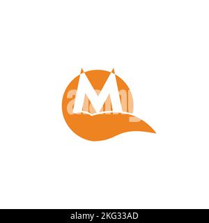 lettre m renard queue simple logo vecteur Illustration de Vecteur