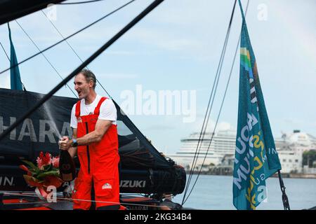 BEYOU Jeremie - CHARAL - IMOCA lors de l'arrivée de la route du Rhum-destination Guadeloupe 2022, course transatlantique solo, Saint-Malo - Guadeloupe (6 562 kilomètres) sur 6 novembre 2022 à Saint-Malo, France - photo: Pierre Bouras/DPPI/LiveMedia Banque D'Images