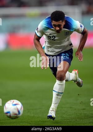 Jude Bellingham, en Angleterre, lors du match de la coupe du monde de la FIFA, groupe B, au stade international de Khalifa, à Doha. Date de la photo: Lundi 21 novembre 2022. Banque D'Images