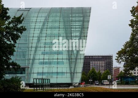 Bâtiment Berliner Bogen. Dans le quartier Hammerbrook de Hambourg, sur Anckelmannsplatz, c'est un immeuble de bureaux en acier et en verre. Banque D'Images