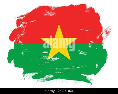 Drapeau du Burkina faso sur arrière-plan abstrait peint en forme de pinceau blanc Banque D'Images