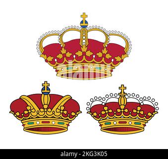 Un ensemble vectoriel d'icônes de couronne royale espagnole Illustration de Vecteur