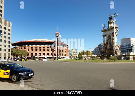 Arènes de Barcelone sur la place Espana Banque D'Images