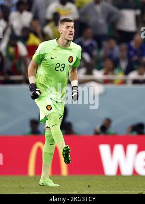 Doha, Qatar. 21st novembre 2022. DOHA - le gardien de but néerlandais Andries Noppert lors de la coupe du monde de la FIFA, le Qatar 2022 a disputé Un match entre le Sénégal et les pays-Bas au stade Al Thumama sur 21 novembre 2022 à Doha, au Qatar. ANP MAURICE VAN STONE crédit: ANP/Alamy Live News Banque D'Images