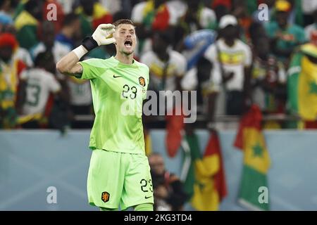 Doha, Qatar. 21st novembre 2022. DOHA - le gardien de but néerlandais Andries Noppert lors de la coupe du monde de la FIFA, le Qatar 2022 a disputé Un match entre le Sénégal et les pays-Bas au stade Al Thumama sur 21 novembre 2022 à Doha, au Qatar. ANP MAURICE VAN STONE crédit: ANP/Alamy Live News Banque D'Images