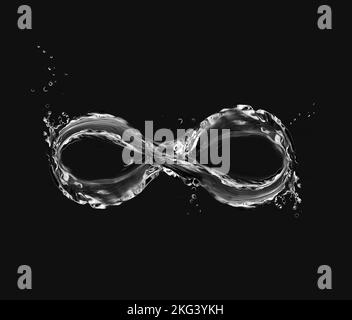 Symbole de l'infini de l'eau avec des bulles autour. Banque D'Images