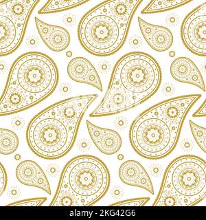 Motif cachemire sans coutures. Pour impression sur tissu ou papier. Illustration vectorielle, conception plate Illustration de Vecteur