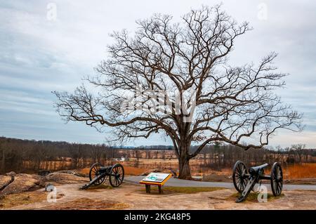 Un après-midi froid de décembre au champ de bataille de Gettysburg, Pennsylvanie États-Unis, Gettysburg, Pennsylvanie Banque D'Images