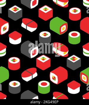 Rouleaux de sushi sans coutures. Cuisine japonaise traditionnelle. Texture vectorielle Illustration de Vecteur