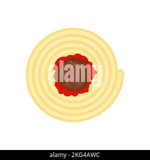 Boulettes de viande avec pâtes vue du dessus isolée. Illustration de vecteur alimentaire. Illustration de Vecteur