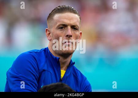 Al Rayyan, Qatar. 21st novembre 2022. Jordan Pickford d'Angleterre pendant la coupe du monde de la FIFA Qatar 2022 Groupe B match entre l'Angleterre et l'Iran au stade international de Khalifa à Al Rayyan, Qatar sur 21 novembre 2022 (photo par Andrew Surma/ Credit: SIPA USA/Alay Live News Banque D'Images