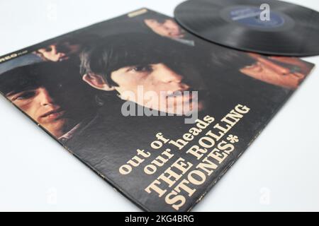 Rock and blues, The Rolling Stones Music album on vinyle record LP disc. Intitulé: Hors de notre couverture d'album Heads Banque D'Images