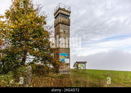 Excursion d'exploration en hiver dans le Rhön, près de la Schwarzen Moor - Fladungen - Bavière Banque D'Images