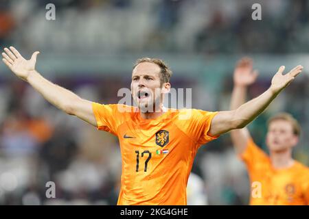 Doha, Doha, Qatar, Qatar. 21st novembre 2022. DOHA, QATAR - NOVEMBRE 21 : le joueur des pays-Bas D. Blind réagit lors de la coupe du monde de la FIFA le Qatar 2022 groupe Un match entre le Sénégal et les pays-Bas au stade Al Thumama sur 21 novembre 2022 à Doha, Qatar. (Credit image: © Florencia Tan Jun/PX Imagens via ZUMA Press Wire) Credit: ZUMA Press, Inc./Alamy Live News Banque D'Images