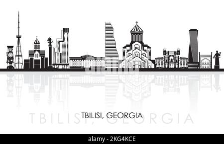 Silhouette Panorama par Skyline de la ville de Tbilissi, Géorgie - illustration vectorielle Illustration de Vecteur