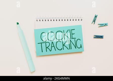 Légende conceptuelle suivi des cookies. Aperçu de l'entreprise les données stockées dans les utilisateurs sont des données d'ordinateur par site Web visité Banque D'Images