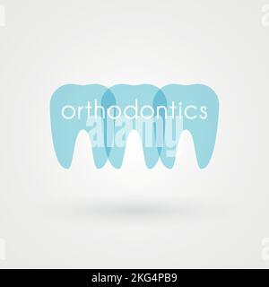 Lettrage orthodontique. Illustration des dents. Silhouettes translucides. Illustration vectorielle, conception plate Illustration de Vecteur