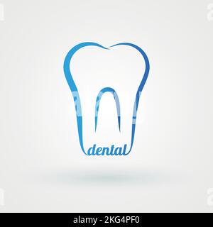 Icône de ligne molaire avec le mot « dental ». Illustration vectorielle, conception plate Illustration de Vecteur