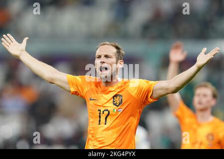 Doha, Qatar. 21st novembre 2022. DOHA, QATAR - NOVEMBRE 21 : le joueur des pays-Bas D. Blind réagit lors de la coupe du monde de la FIFA le Qatar 2022 groupe Un match entre le Sénégal et les pays-Bas au stade Al Thumama sur 21 novembre 2022 à Doha, Qatar. (Photo de Florencia Tan Jun/PxImages) crédit: PX Images/Alamy Live News Banque D'Images