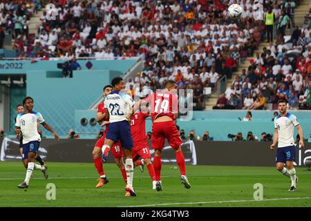 Doha, Qatar. 21st novembre 2022. Jude Bellingham, d'Angleterre, a obtenu le premier but lors du match du groupe B de la coupe du monde de la FIFA 2022 au stade international de Khalifa à Doha, au Qatar, sur 21 novembre 2022. Photo de Chris Brunskill/UPI crédit: UPI/Alay Live News Banque D'Images