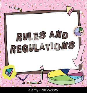Inspiration montrant le signe règles et règlements. Directives de concept Internet à suivre lors de la conclusion d'une transaction Banque D'Images