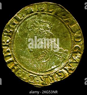 Argent pièce anglaise, shilling, règne de la reine Elizabeth 1st, de 1594 à 1596, découverte de détection de métal Banque D'Images