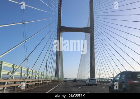 Pont Prince of Wales sur le M4 rejoignant l'Angleterre et le pays de Galles, Royaume-Uni Banque D'Images