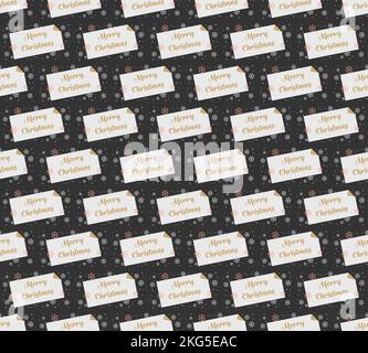 Carte postale de luxe Merry Christmas avec flocons de neige, vecteur 16x9, motif sans couture Illustration de Vecteur