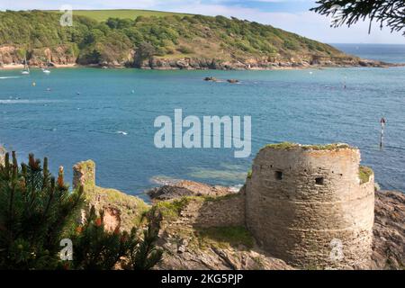 Château de Salcombe alias fort Charles, une fortification ruinée de North Sands à Salcombe, Devon, Angleterre Banque D'Images