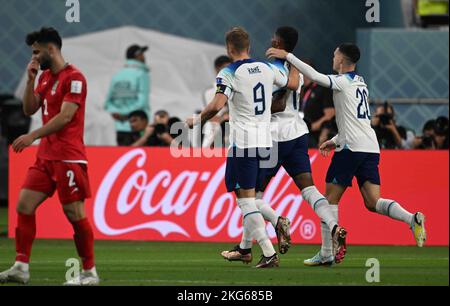 DOHA, Qatar. , . Harry Kane (FW) 9, Bukayo Saka (FW) 17, Phil Foden 20, crédit: SPP Sport Press photo. /Alamy Live News Banque D'Images