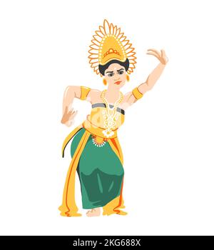 Femme balinaise danseuse dans l'illustration vectorielle traditionnelle de robe Illustration de Vecteur