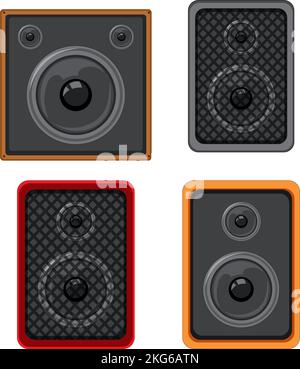Illustration du jeu isolé de haut-parleurs Illustration de Vecteur