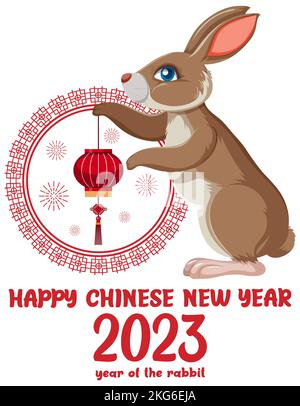 Bonne année chinoise 2023 année du lapin illustration Banque D'Images