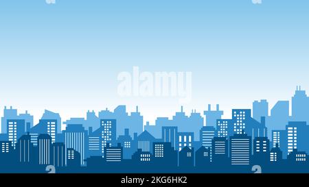 Silhouette de la ville sur fond de ciel quand elle est bleue Illustration de Vecteur