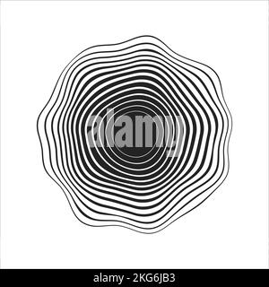 Des lignes ondulées concentriques noir qui fait un résumé arrondis organiques. lignes de demi-teintes d'épaisseur différente pour la conception d'arrière-plan vectoriel. Illustration de Vecteur