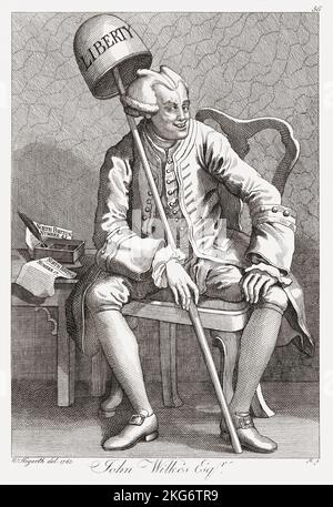 John Wilkes, 1725 – 1797. Radical anglais, journaliste et politicien. Après une gravure satirique de William Hogarth. Banque D'Images