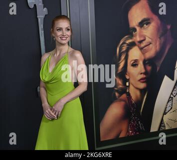 Los Angeles, États-Unis. 21st novembre 2022. Jessica Chastain, membre du casting, participe à la première de la série télévisée biographique « George & Tammy » de Showtime aux Goya Studios de Los Angeles, lundi, 21 novembre 2022. Scénario : la série limitée raconte le couple de puissance de la musique country, Tammy Wynette et George Jones, dont la relation compliquée (mais durable) a inspiré certains de la musique la plus emblématique de tous les temps. Photo de Jim Ruymen/UPI crédit: UPI/Alay Live News Banque D'Images