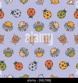 Joli vecteur automne animaux et oiseaux répéter l'arrière-plan de motif Illustration de Vecteur