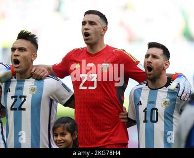 Lusail, Qatar. 22nd novembre 2022. Les joueurs de l'Argentine réagissent avant le match du Groupe C entre l'Argentine et l'Arabie saoudite lors de la coupe du monde de la FIFA 2022 au stade Lusail à Lusail, Qatar, le 22 novembre 2022. Credit: Han Yan/Xinhua/Alay Live News Banque D'Images