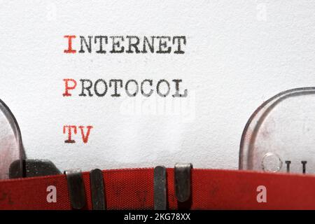Expression tv de protocole Internet écrite avec une machine à écrire. Banque D'Images