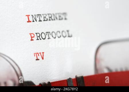 Expression tv de protocole Internet écrite avec une machine à écrire. Banque D'Images