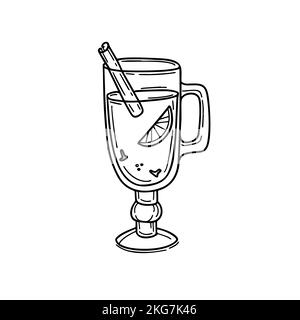 Illustration d'un verre de vin chaud en forme de doodle Illustration de Vecteur
