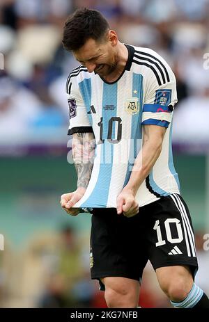 Lusail, Qatar. 22nd novembre 2022. MESSI Lionel d'Argentine lors d'un match entre l'Argentine et l'Arabie Saoudite, valable pour la phase de groupe de la coupe du monde, tenue au stade national de Lusail à Lusail, Qatar. Credit: Rodolfo Buhrer/la Imagem/FotoArena/Alay Live News Credit: Foto Arena LTDA/Alay Live News Banque D'Images