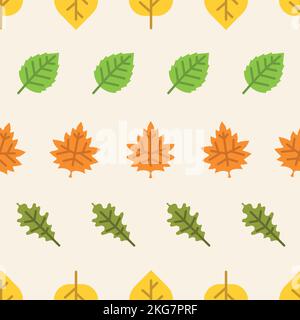 Vecteur Vert et jaune automne feuilles répéter l'arrière-plan de motif Illustration de Vecteur