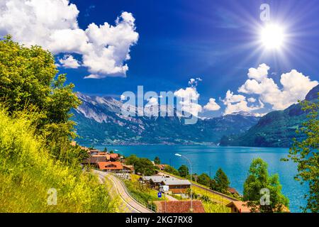 Le lac de Brienz, Oberried am Brienzersee, Interlaken-Oberhasli, Berne Suisse Banque D'Images