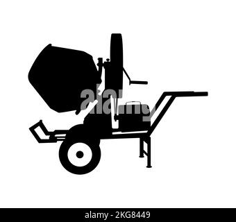 Illustration vectorielle de la silhouette semi-automatique de la machine de mélange de béton isolée sur fond blanc Illustration de Vecteur