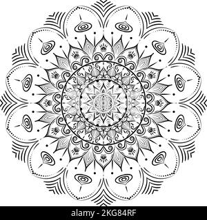 Magnifique motif floral mandala art isolé sur un fond blanc, éléments de décoration pour la méditation poster ou bannière, festival mandala art Banque D'Images